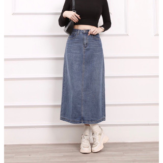 Chân váy jean chữ A, midi jean dáng dài CP54, CT JEANS