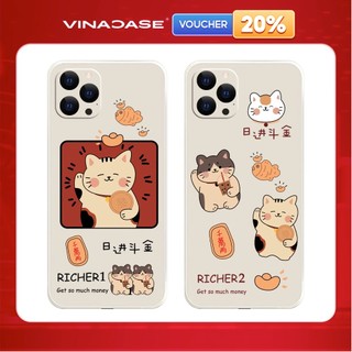 Ốp lưng Iphone 6 Plus8G/X/11/16 Pro Max...Silicone TPU dẻo viền vuông bảo vệ camera hình Mèo tài lộc