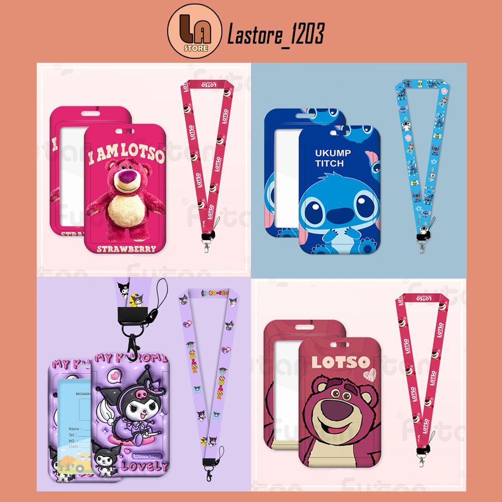 Dây đeo thẻ học sinh, bảng tên dành cho sinh viên Gấu Dâu Lotso nhiều mẫu hoạt hình hoạ tiết dễ thương cute