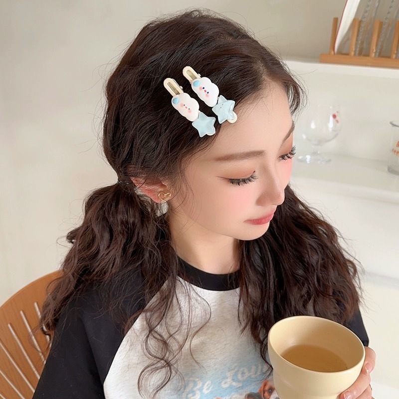 Kẹp Tóc Hình Đám Mây / Ngôi Sao Màu Sắc Dễ Thương Phong Cách Hàn Quốc
