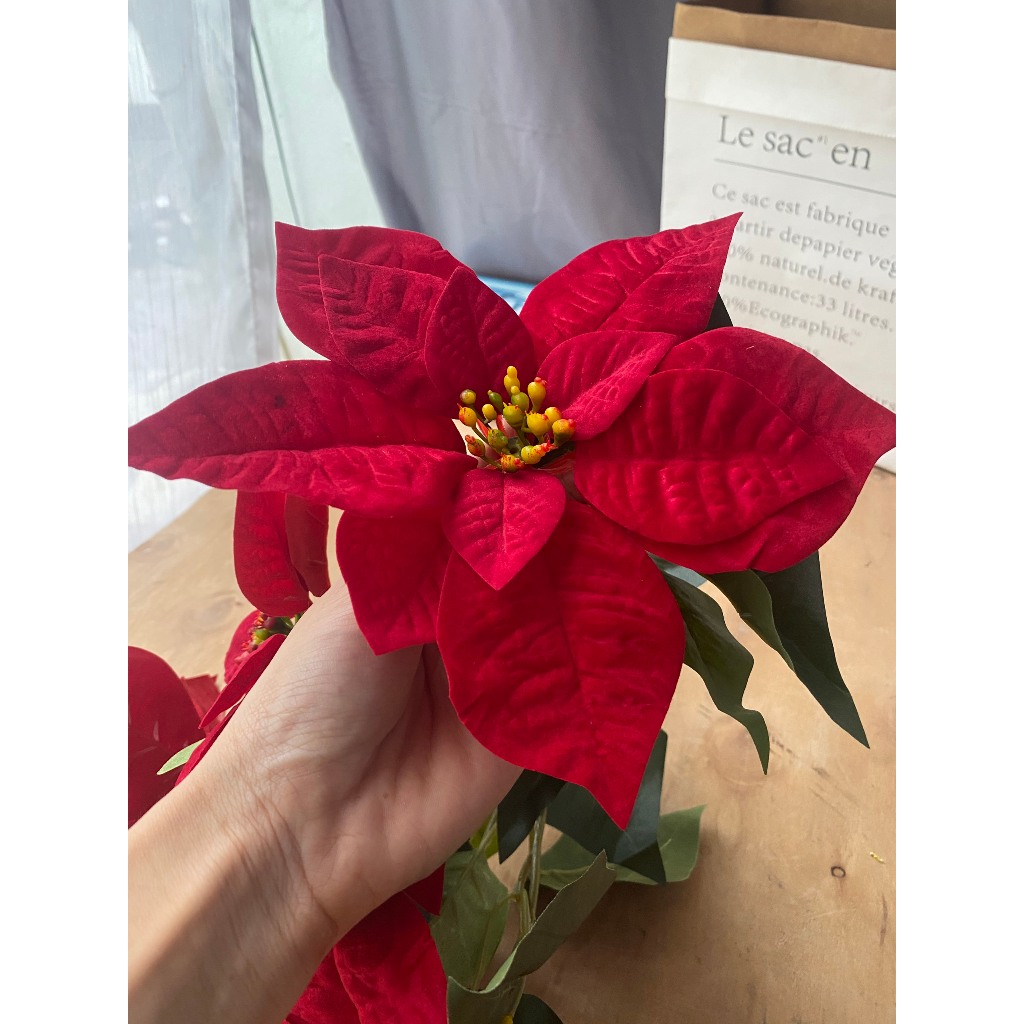 Hoa Giả, Hoa Trạng Nguyên Cành 5 Bông Chất Nhung Cao Cấp