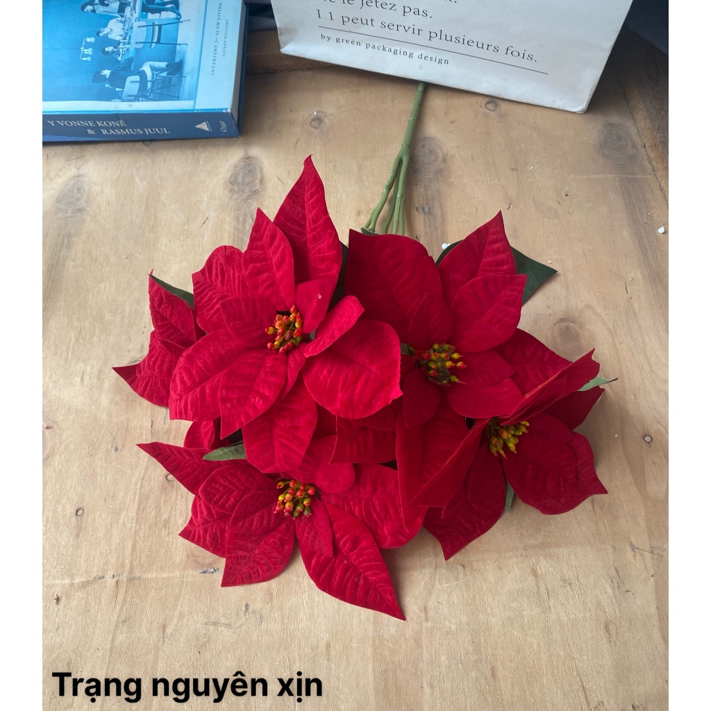 Hoa Giả, Hoa Trạng Nguyên Cành 5 Bông Chất Nhung Cao Cấp