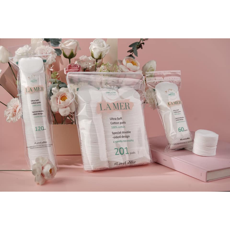 Bông tẩy trang Lamer 100% cotton loại 60 miếng , 120 miếng và 201 miếng