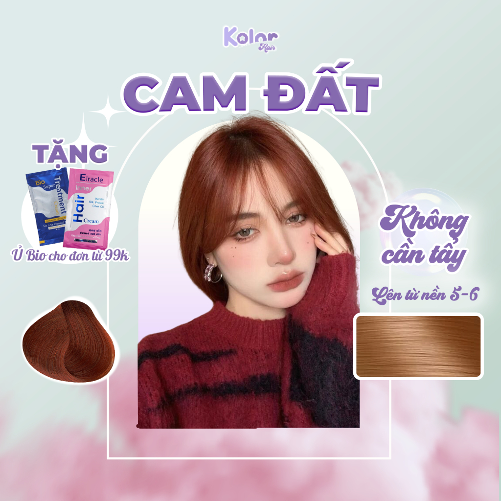 Thuốc nhuộm tóc màu CAM ĐẤT không cần tẩy, nhuộm tóc tại nhà | Kolorhair, Kolor Hair | Fabio, Delofil, Bingo