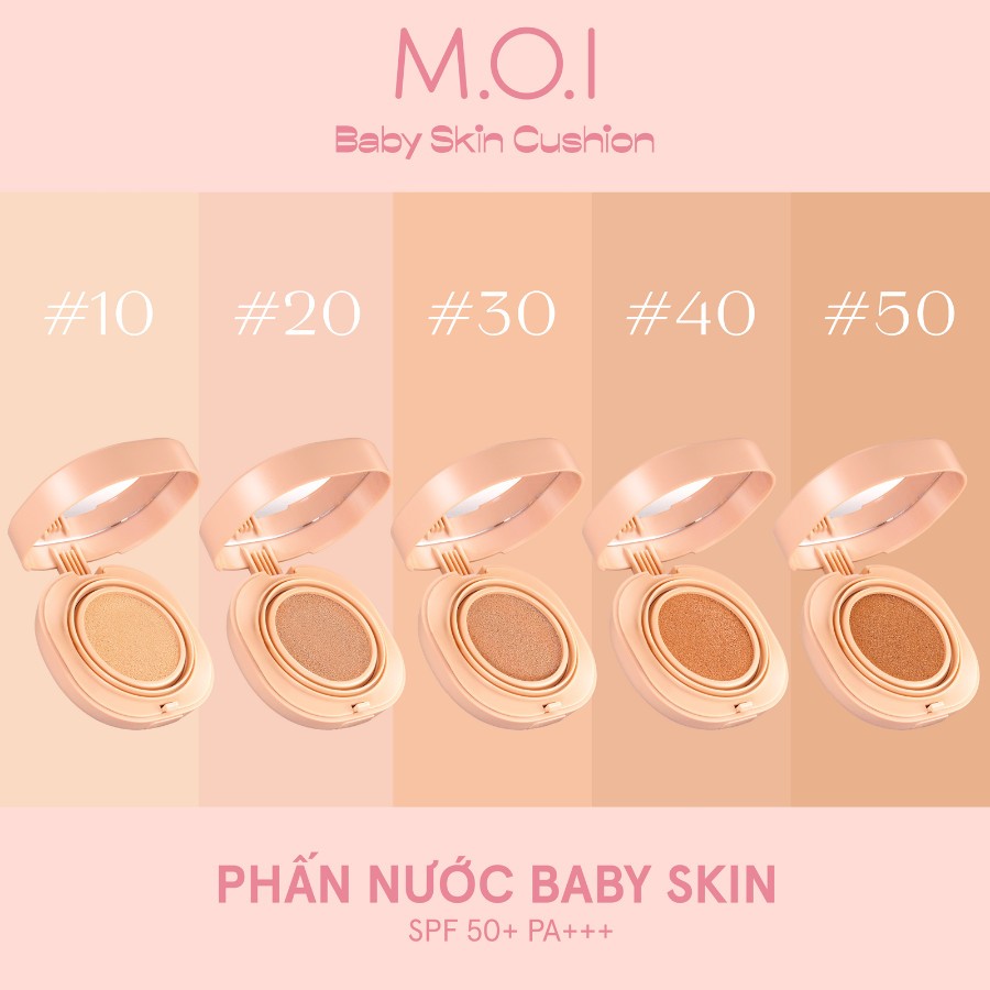 Phấn nước M.O.I Baby Skin Cushion SPF 50+ PA+++ 12g - Màu 40 và Màu 50