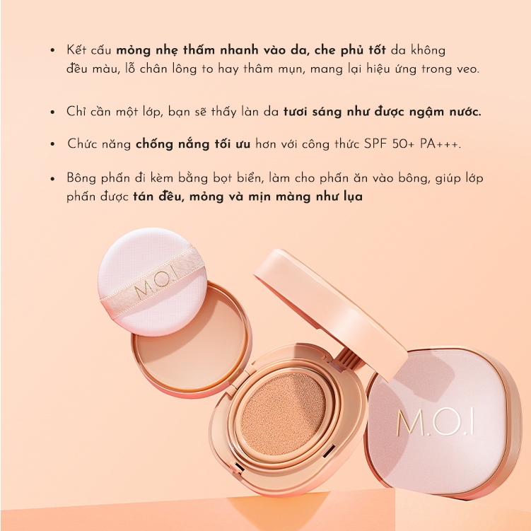 [HSD 28/03/2024] Phấn nước M.O.I Baby Skin Cushion SPF 50+ PA+++ 12g - Màu 40 và Màu 50