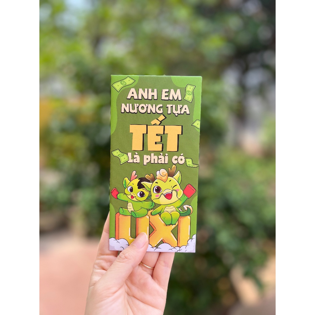 Sét 12 Bao Lì Xì Tết thiết kế đặc sắc - Hình chú Rồng ngộ nghĩnh - Giấy C150 cán mờ in sắc nét