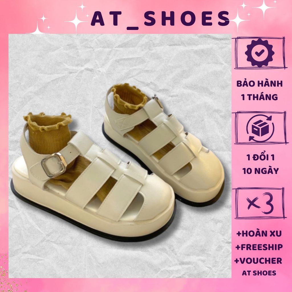 |SẴN - SHIP HOẢ TỐC| Sandal nữ mũi rọ kiểu dáng la mã chất da PU cao cấp phong cách hàn quốc chuẩn hàng QC - AT Shoes