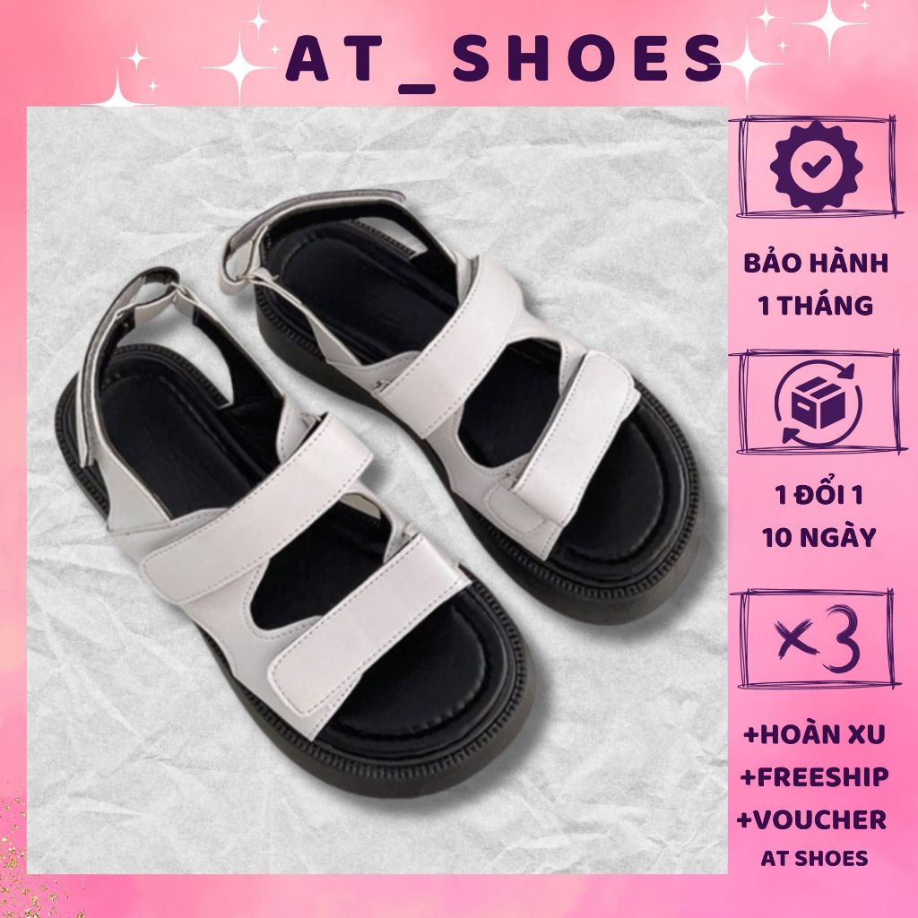 |SẴN - SHIP HOẢ TỐC| Sandal nữ hai quai ngang dán chất da PU cao cấp đế cao 5cm kiểu dáng đơn giản nam nữ - AT Shoes