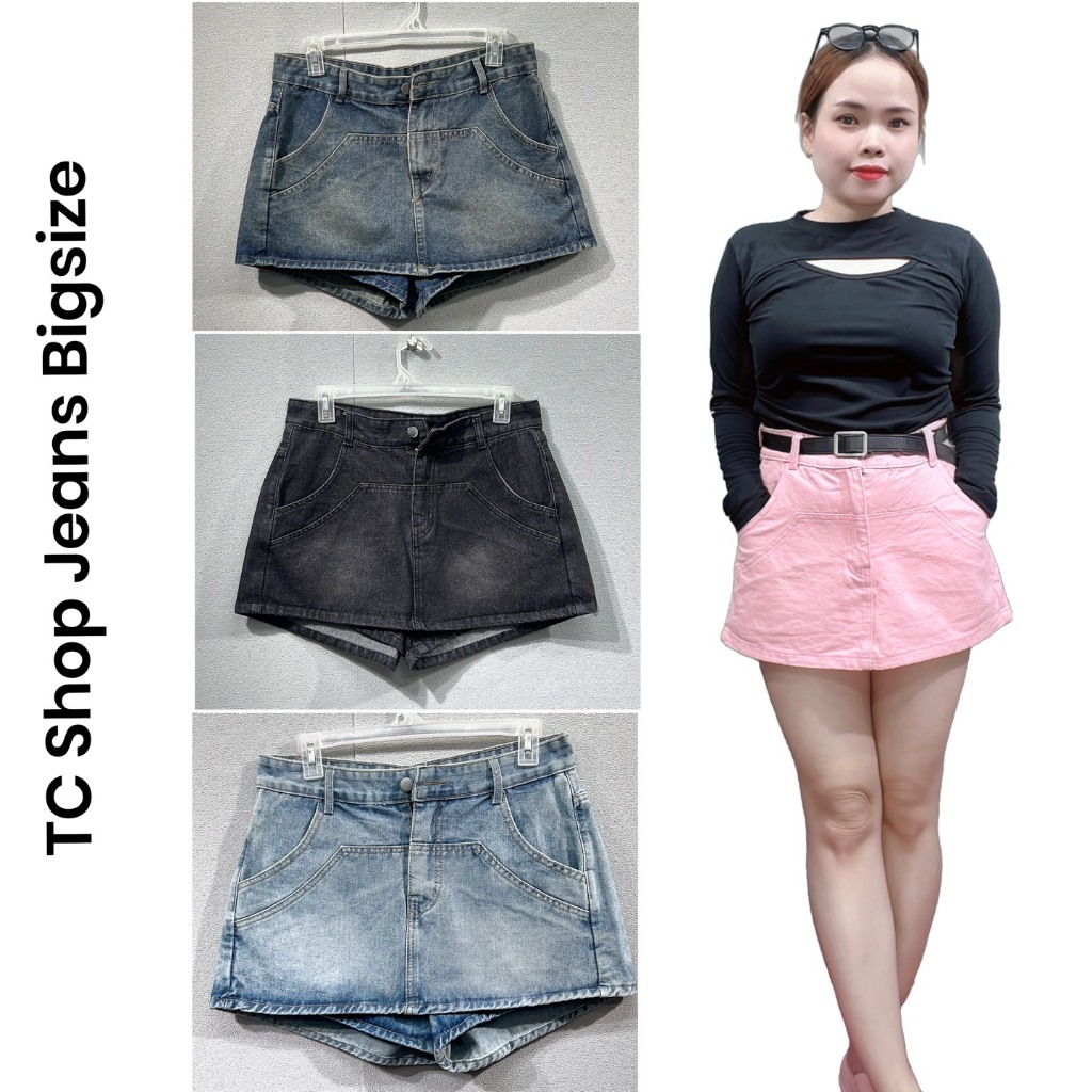 Quần Váy Nữ Bigsize Jeans Trơn Viền MS 2006