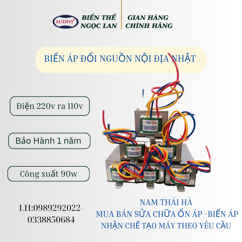 Biến áp 220v ra 110v, Biến thế 220v ra 110v 50Hz/60Hz, Công suất 100W