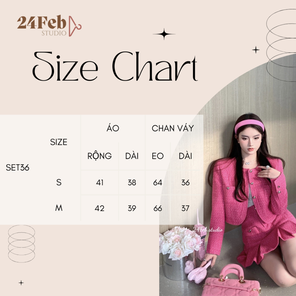 Set áo khoác dạ tweed cúc tim kèm chân váy đuôi cá