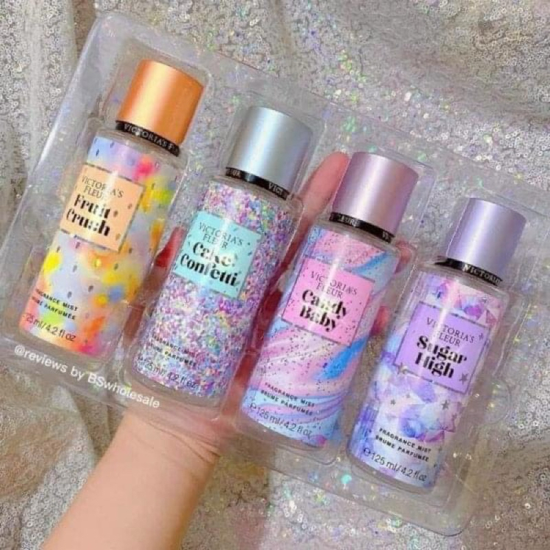 Set 4 chai xịt thơm body Victoria full box túi xách