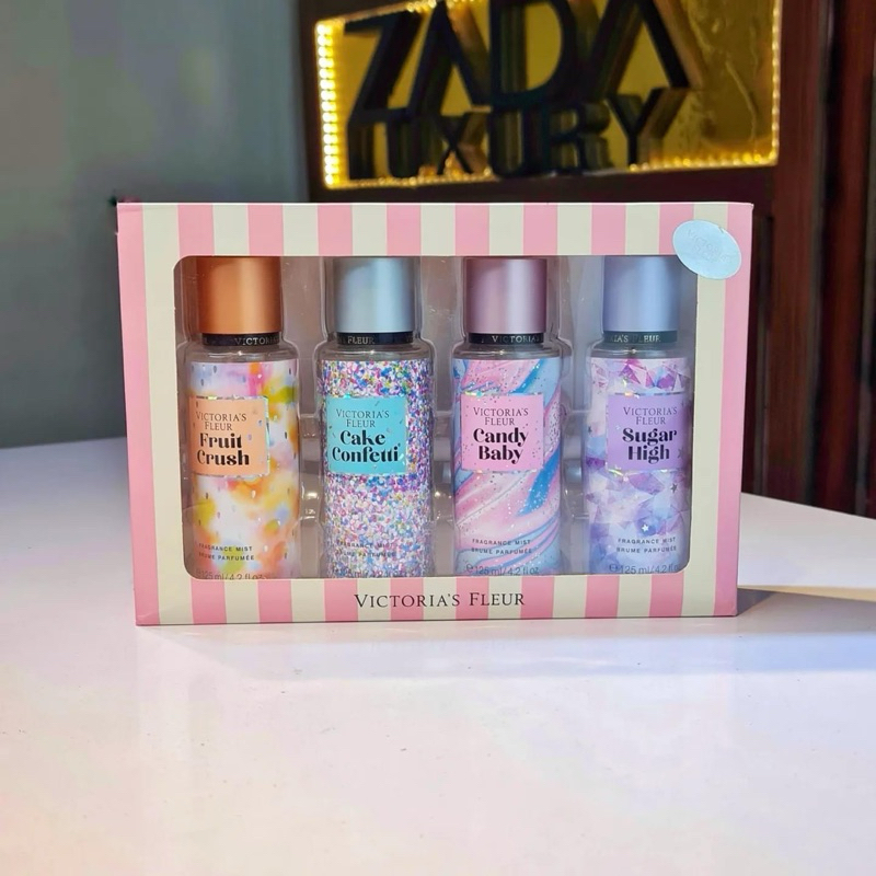 Set 4 chai xịt thơm body Victoria full box túi xách
