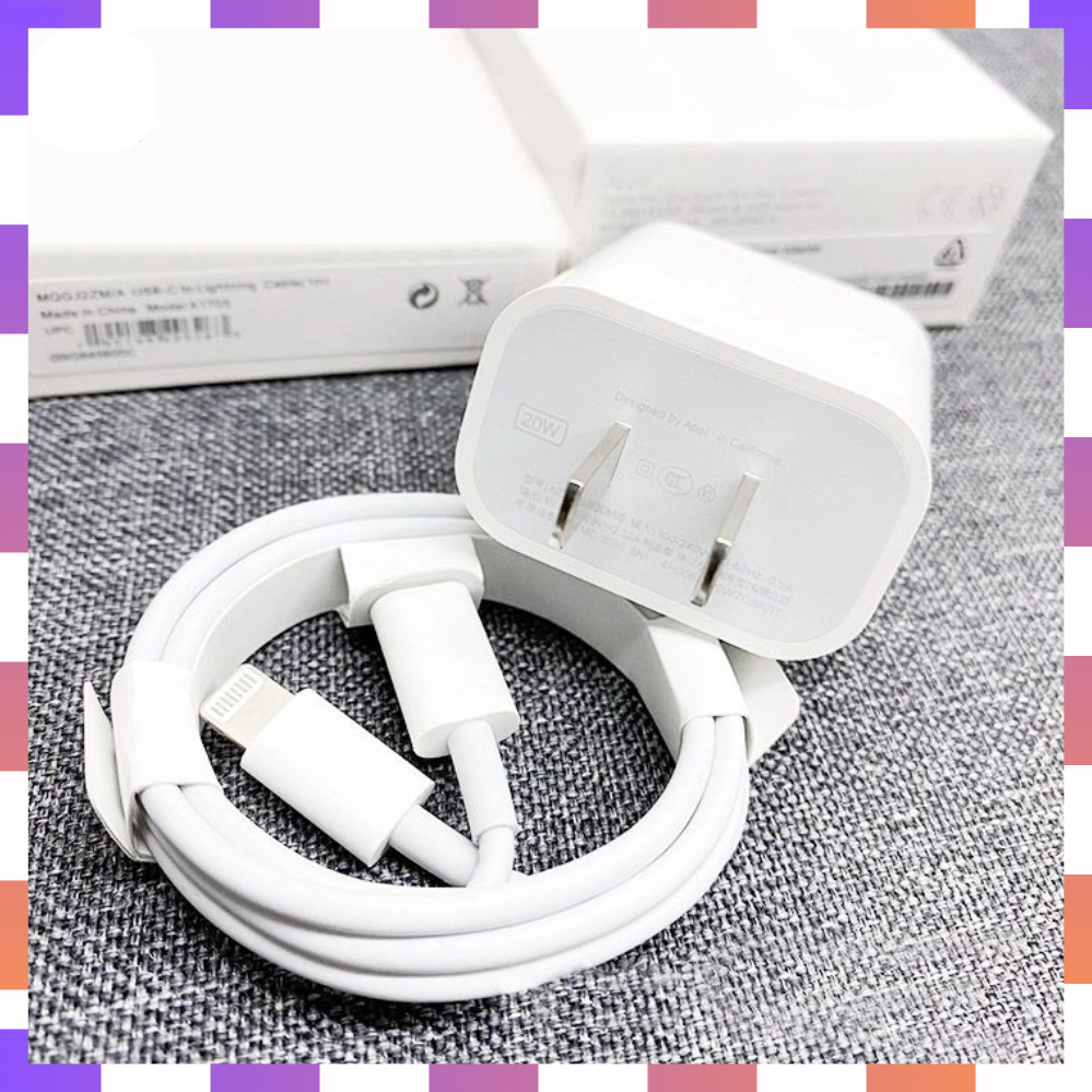 Bộ sạc nhanh PD 20W  cho 7 8 8plus X XsMax 11 11 ProMax 12 12 ProMax 13 13 ProMax 14 Plus ProMax