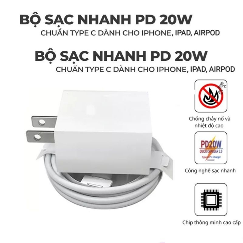 Sạc nhanh PD 20W ổn định chống cháy nổ,an toàn cho điện thoại,chính hãng bảo hành 12 tháng