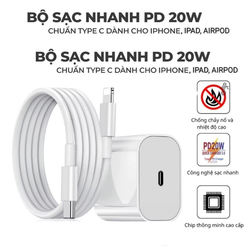 Sạc nhanh PD 20W ổn định chống cháy nổ,an toàn cho điện thoại,chính hãng bảo hành 12 tháng