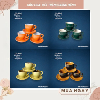 Bộ cốc cafe espresso - 80ml kèm đĩa kê - tách cafe nhiều màu gốm sứ cao cấp