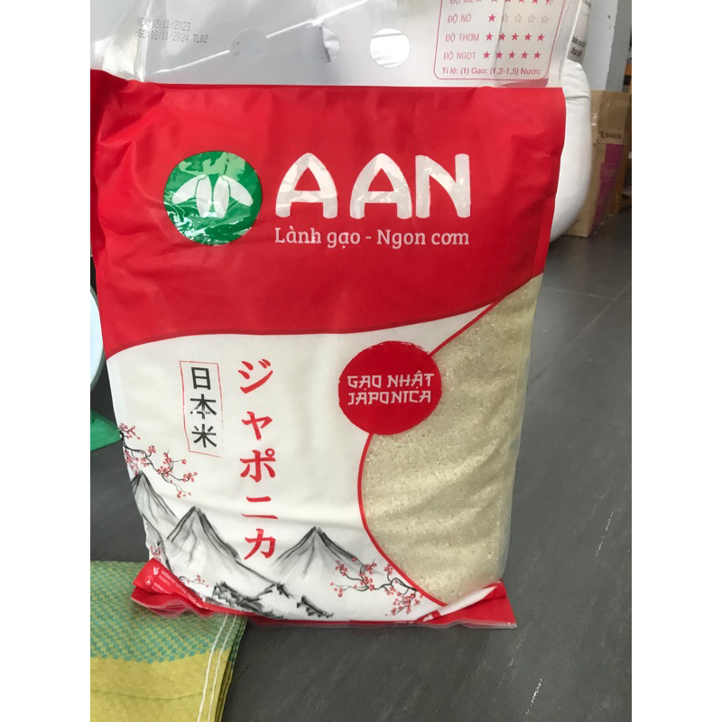 Gạo nhật hạt tròn túi 5kg Aan dẻo nhiều