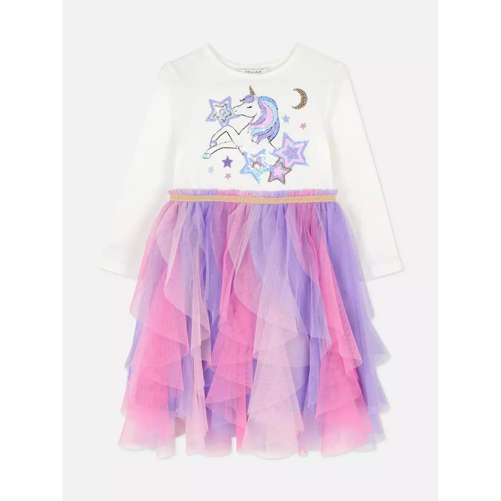 Váy ngựa sequin tầng hồng tím bé gái