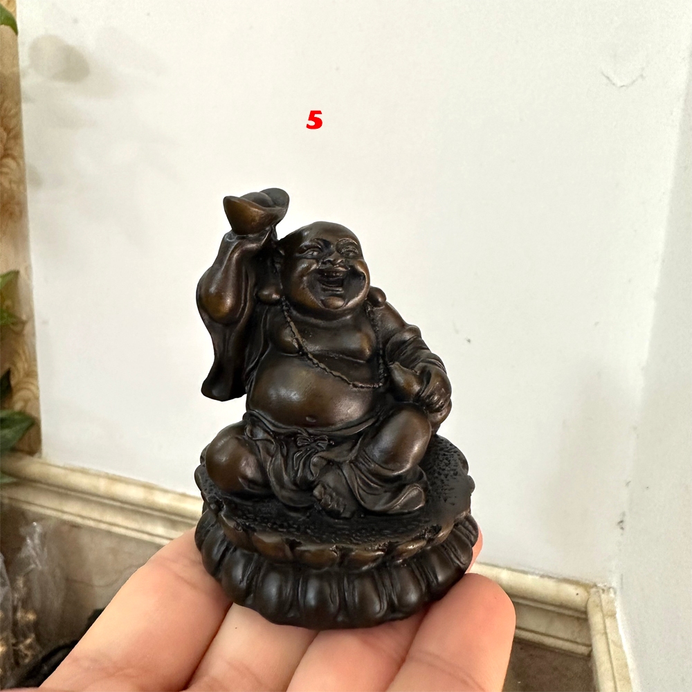 01 Tượng phật Di Lạc trang trí phong thủy - Cao 7cm - Màu nâu đen