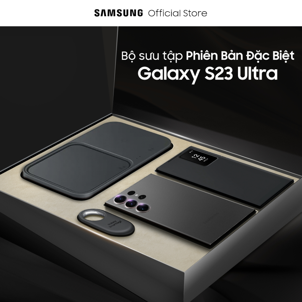 Điện thoại Samsung Galaxy S23 Ultra  + Sạc đôi không dây 15W + Samsung Galaxy SmartTag2