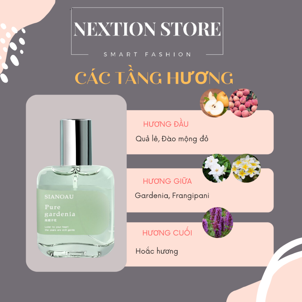 Nước hoa mini Sianoau 30ml hương thơm ngọt ngào hoa cỏ phương Đông.