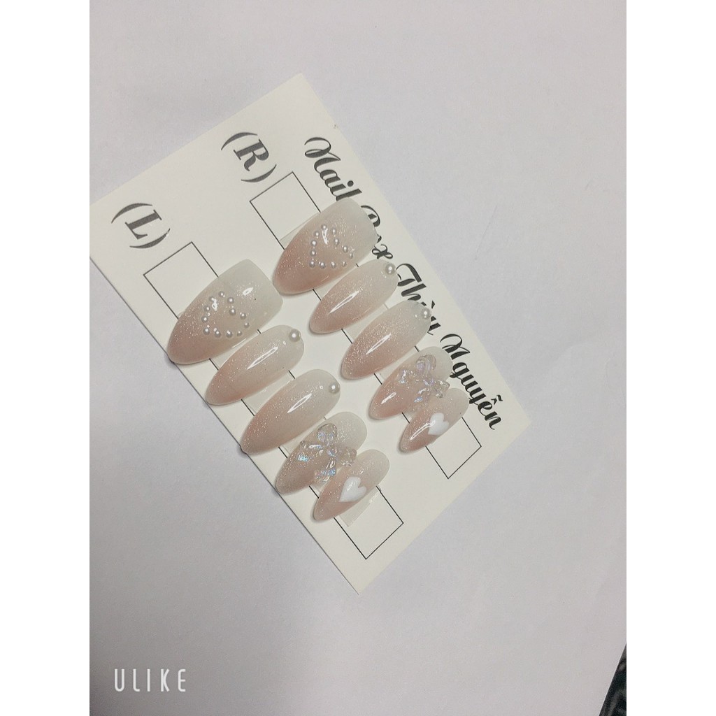 Móng úp thiết kế ombore thạch kèm keo dũa nail