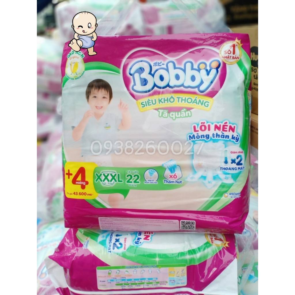 Combo 4 Tã Quần Bobby XXXL22+4 miếng