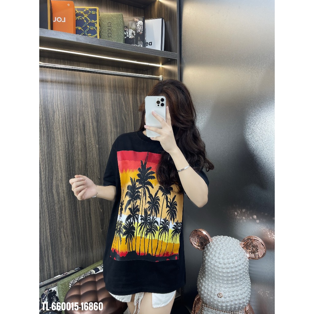 Áo thun nam nữ họa tiết in sắc nét cây dừa siêu chill - áo phông cotton co dãn tốt