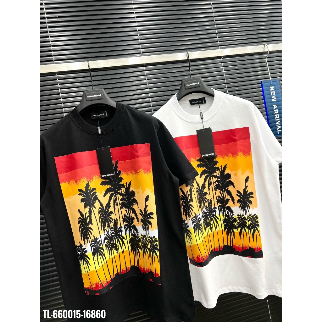 Áo thun nam nữ họa tiết in sắc nét cây dừa siêu chill - áo phông cotton co dãn tốt