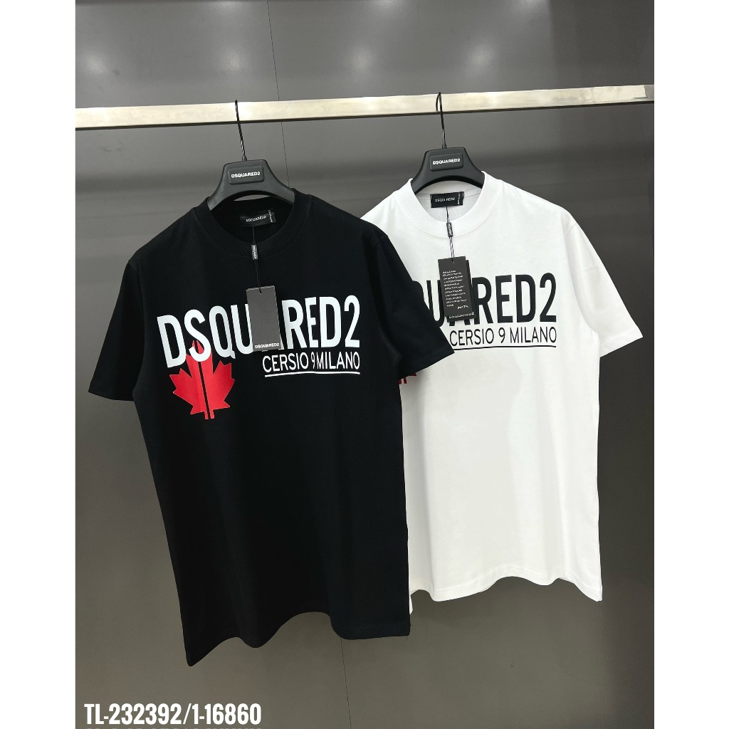 Áo thun nam nữ DSQ họa tiết lá phong rẽ đôi siêu đẹp - áo phông ngắn tay giá rẻ