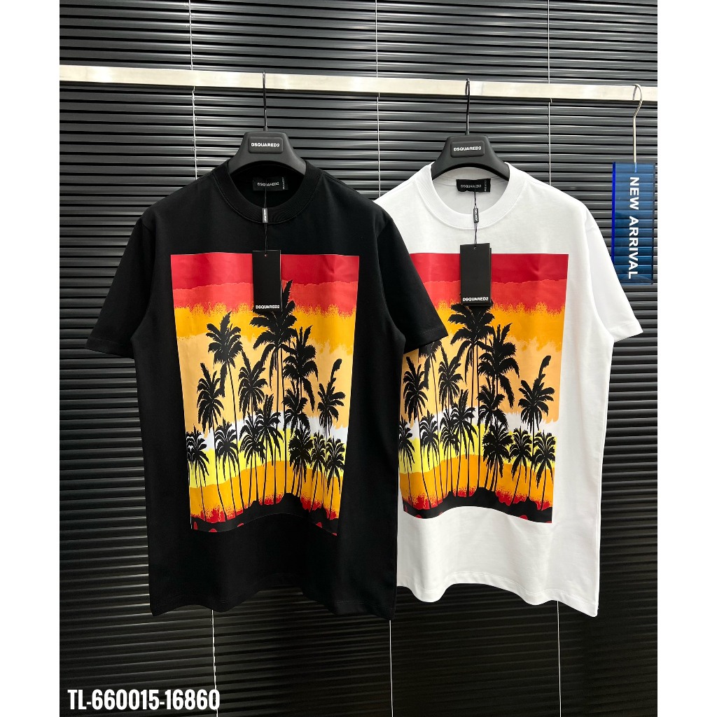 Áo thun nam nữ họa tiết in sắc nét cây dừa siêu chill - áo phông cotton co dãn tốt