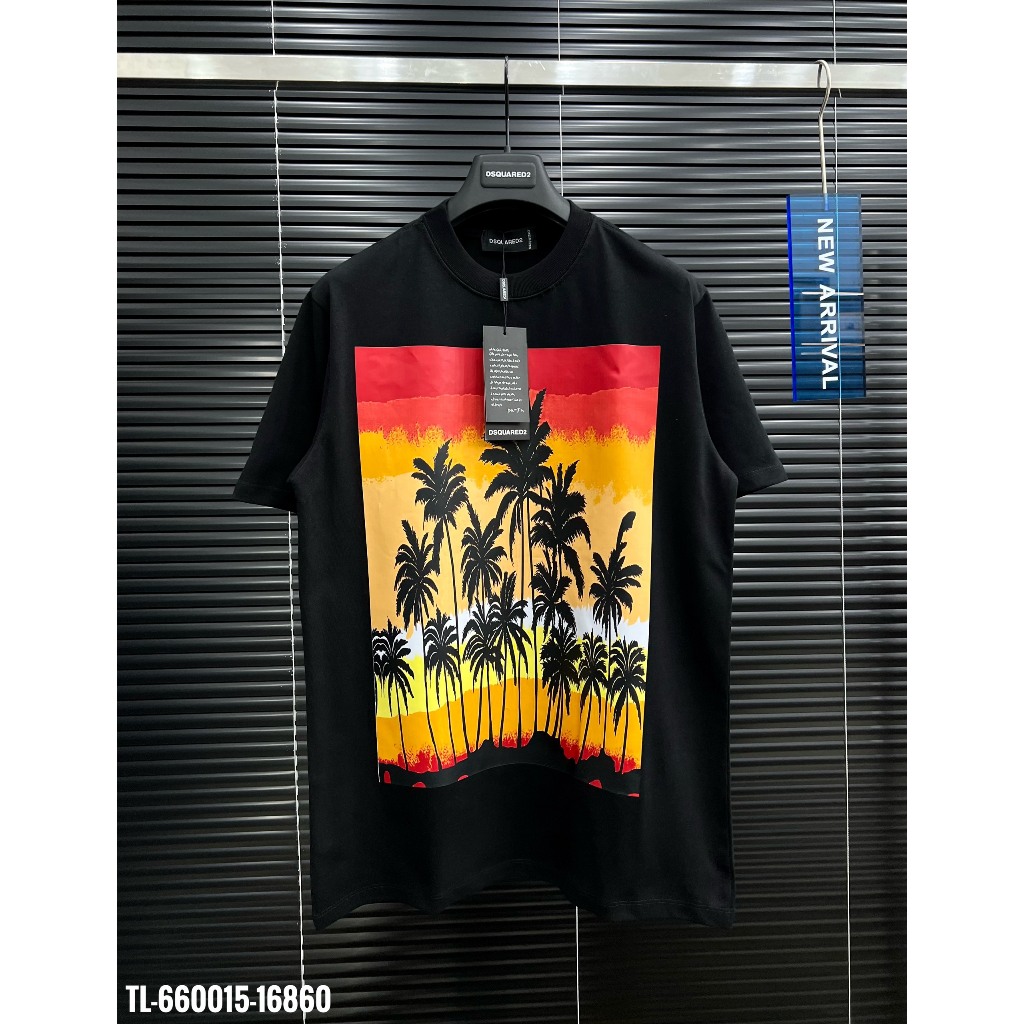 Áo thun nam nữ họa tiết in sắc nét cây dừa siêu chill - áo phông cotton co dãn tốt