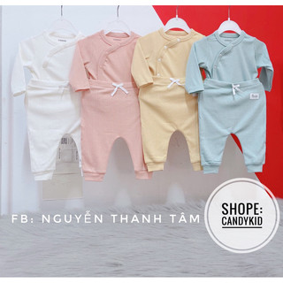 Bộ dài tay cài chéo cho bé vải tăm.