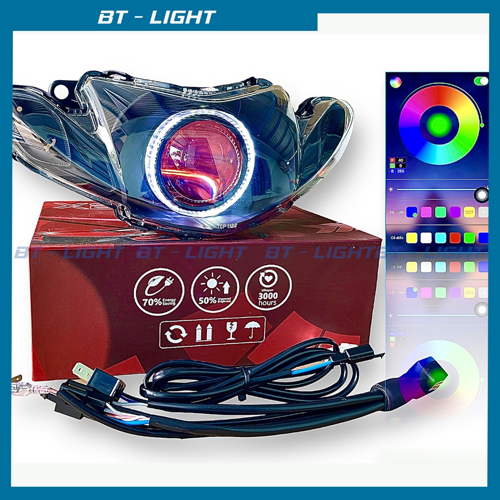 Full Bi Led M10 Light lên sẵn choá Sirius xăng cơ