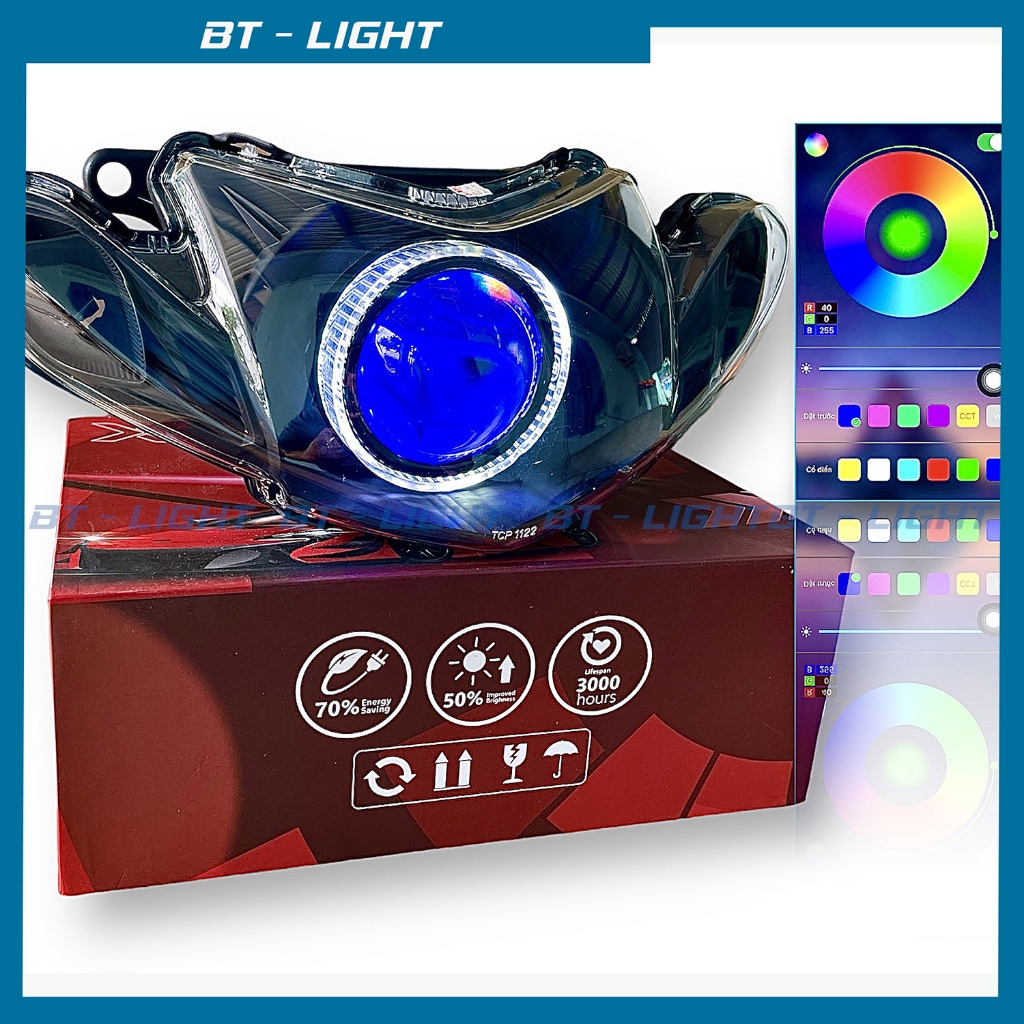 Full Bi Led M10 Light lên sẵn choá Sirius xăng cơ