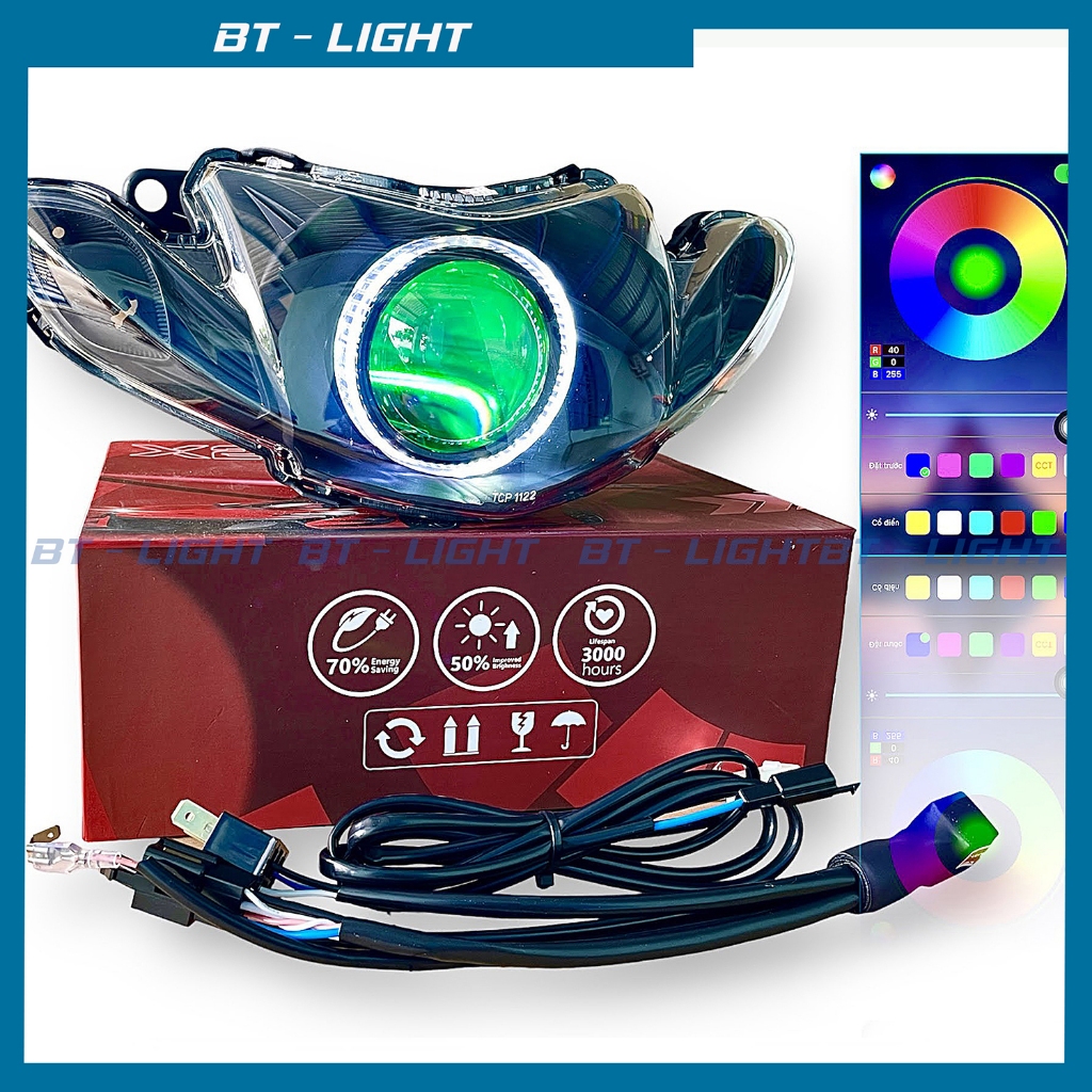 Full Bi Led M10 Light lên sẵn choá Sirius xăng cơ