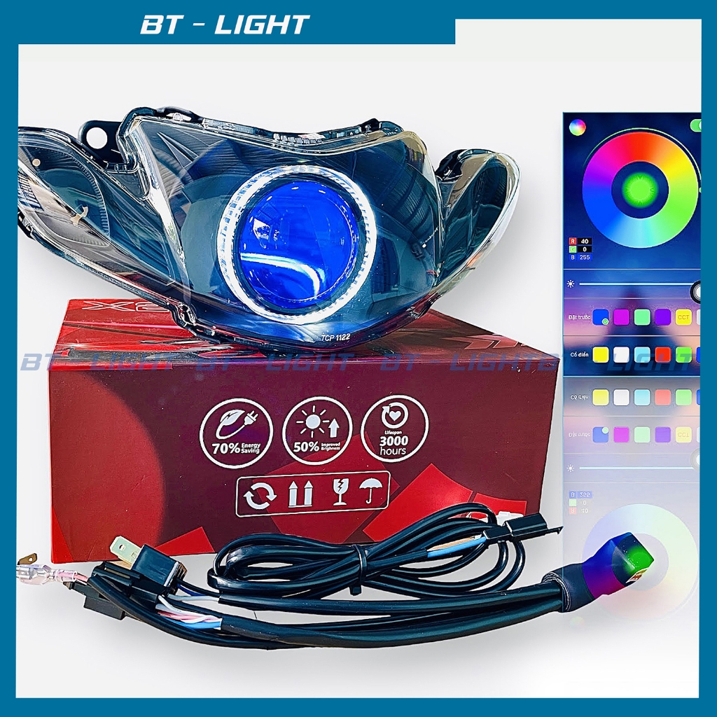 Full Bi Led M10 Light lên sẵn choá Sirius xăng cơ