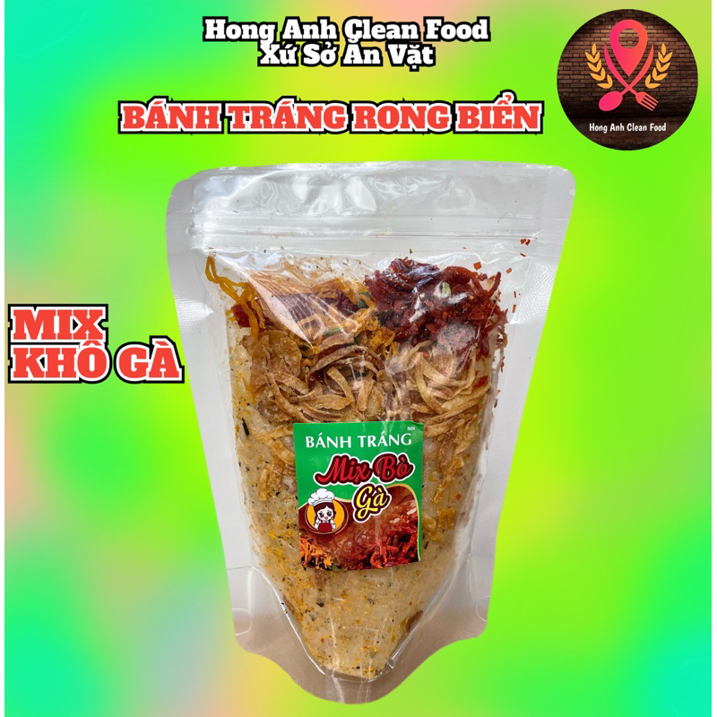 Bánh Tráng Lá Tỏi Rong Biển Mix 2 Loại Khô Ngon Đồ Ăn Vặt