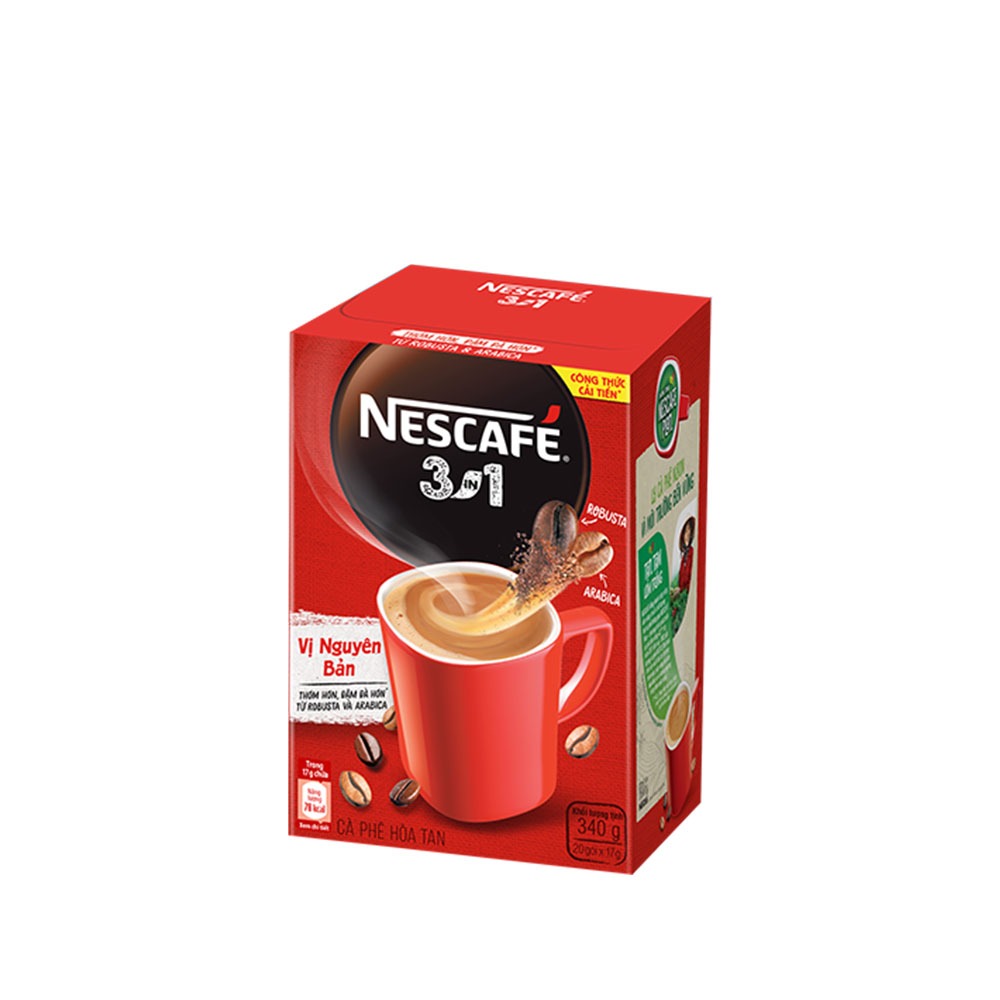 Cà phê hòa tan Nescafé 3in1 vị nguyên bản - công thức cải tiến