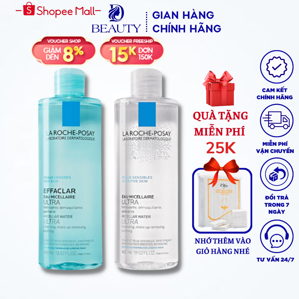 Nước Tẩy Trang La Roche Posay Purifying Micellar Water 400ml Cho Da Dầu Và Da Nhạy Cảm