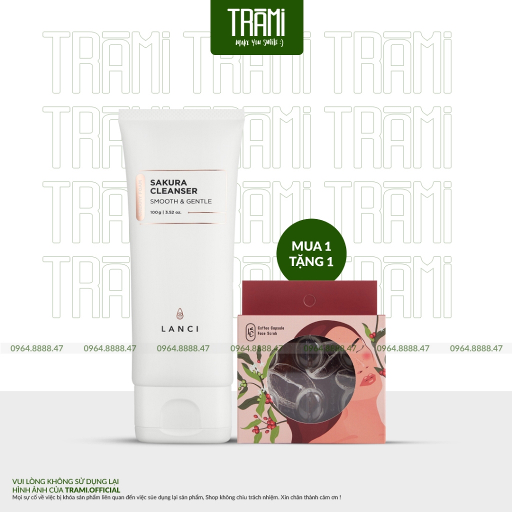 Lanci Sữa Rửa Mặt Sakura Cleanser Smooth & Gentle 100g Hàn Quốc, Loại Bỏ Bã Nhờn, Da Mặt Sáng Sạch