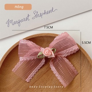 [CÓ SẴN] Kẹp tóc nơ đính hoa tiểu thư
