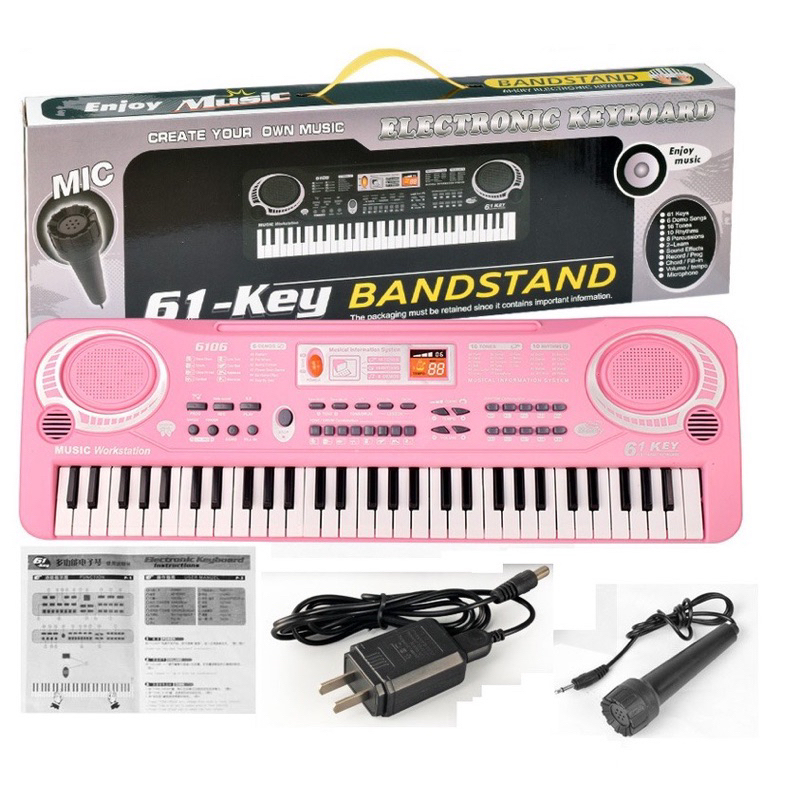 Đàn PIANO Cho Bé Kèm Mic Hát - Đàn Điện Tử 61 Phím Size To Nhiều Chức Năng, Có Nhạc Cho Bé Mới Học Đàn