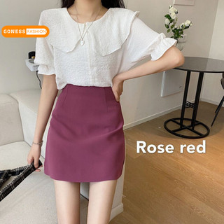Chân váy chữ A Goness dáng ngắn có lót trong màu hồng đậm phong cách thanh lịch