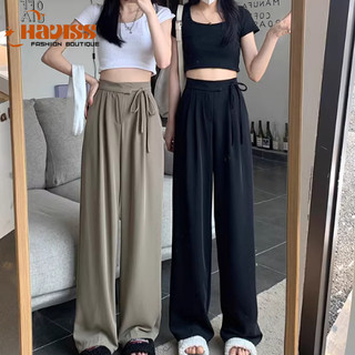 Quần suông ống rộng  Haviss thiết kế cạp cao thắt nơ dáng dài culottes kiểu suông thời trang Hàn Quốc