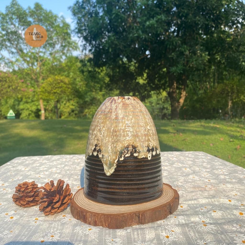 Bình hoa, lọ hoa gốm Bát Tràng dáng chuông mini cắm hoa, decor cực đẹp - Trang Gốm TG108