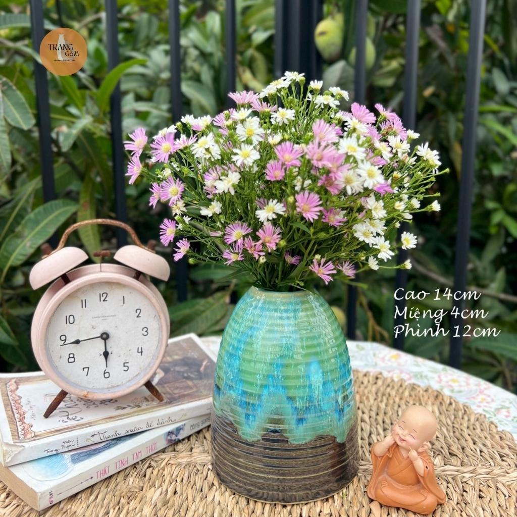 Bình hoa, lọ hoa gốm Bát Tràng dáng chuông mini cắm hoa, decor cực đẹp - Trang Gốm TG108