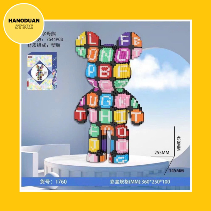 Lego Gấu Bearbrick 45cm Đồ Chơi Lắp Ráp Ô Chữ Xinz Xếp Hình Mô Hình